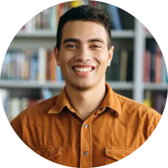 student studing in a library